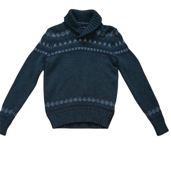 American Eagle Mens Fair Isle Green Knit Sweater - Picture 3 of 8